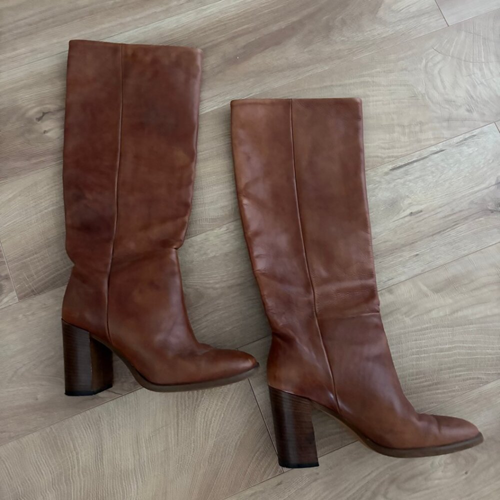 Italian Handmade Leather Knee High Boots - Picture 2 of 4